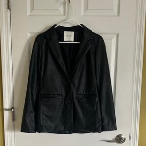Vegan Leather Jacket Women Blazer